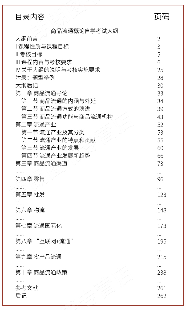 商品流通概论00185教材目录