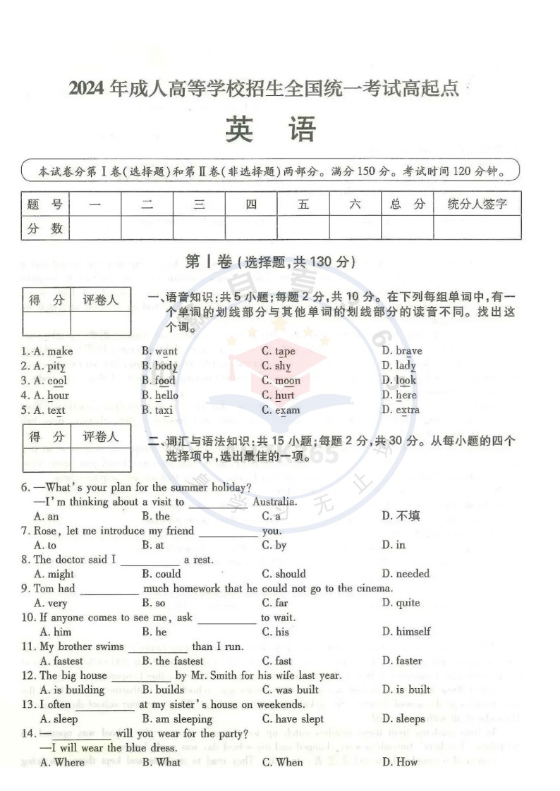 2024年高升专、高升本英语考试试题及答案详解_1.jpg